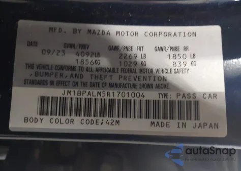 2024 Mazda Mazda3 2.5 S Preferred z USA, uszkodzony, nr VIN JM1BPALM5R1701004